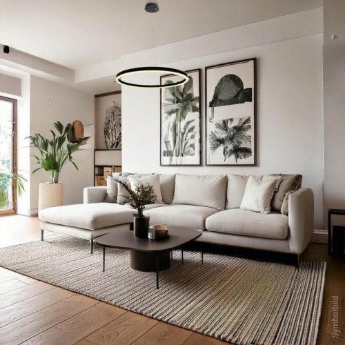 LED-es függőlámpa meleg fehér fekete 22W Ø60cm