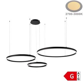 LED függőlámpa csoport 3 gyűrűvel 70W meleg fehér