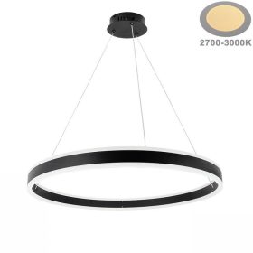 LED-es függőlámpa meleg fehér fekete 36W Ø60cm