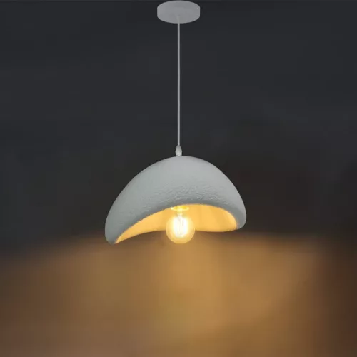 Szürke organikus kőhatású modern mennyezeti függeszték lámpa E27 foglalattal, 30cm