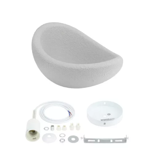 Szürke organikus kőhatású modern mennyezeti függeszték lámpa E27 foglalattal, 30cm