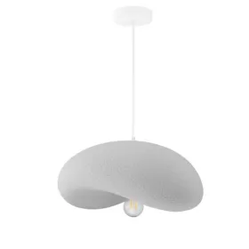 Wabi-sabi stílusú szürke kőhatású, elnyújtott kagyló formájú design függőlámpa 45 cm