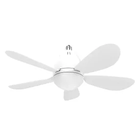 E27-es foglalatba tekerhető CCT LED lámpa és távirányítós csillárventilátor fehér színben