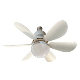 E27 betekerhető ventilátoros LED izzó – távirányítós – fehér műanyag lapátokkal