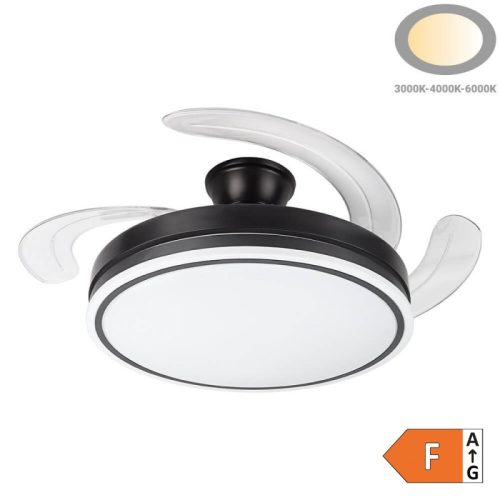 LED Mennyezeti Ventilátor Lámpa Távirányítóval 36W CCT Fekete