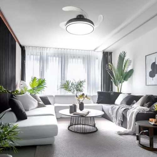 LED Mennyezeti Ventilátor Lámpa Távirányítóval 36W CCT Fekete