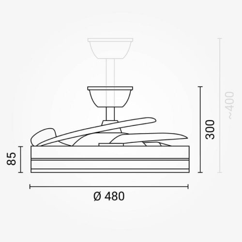 LED Mennyezeti Ventilátor Lámpa Távirányítóval 36W CCT Fekete