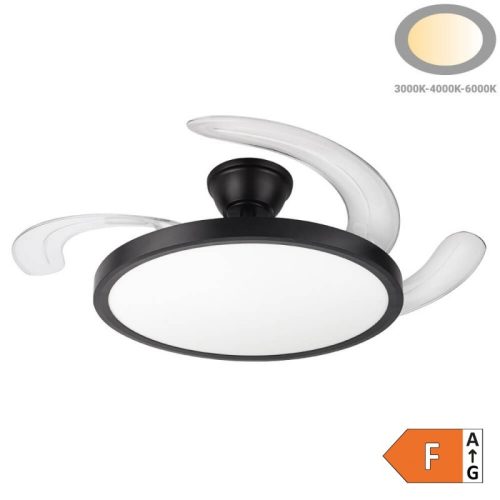 LED Slim Mennyezeti Ventilátor Lámpa Távirányítóval 36W CCT Fekete