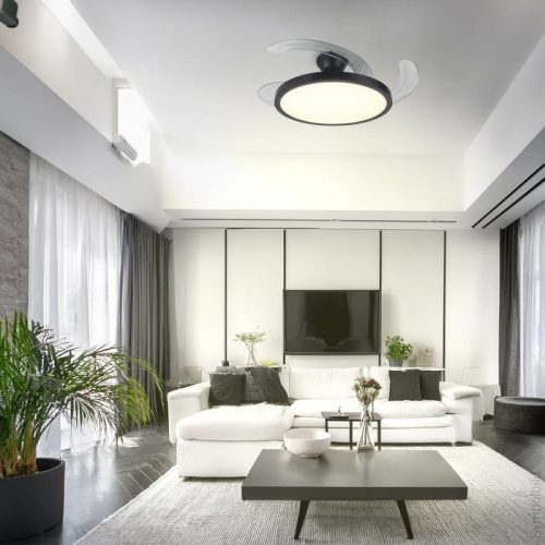 LED Slim Mennyezeti Ventilátor Lámpa Távirányítóval 36W CCT Fekete