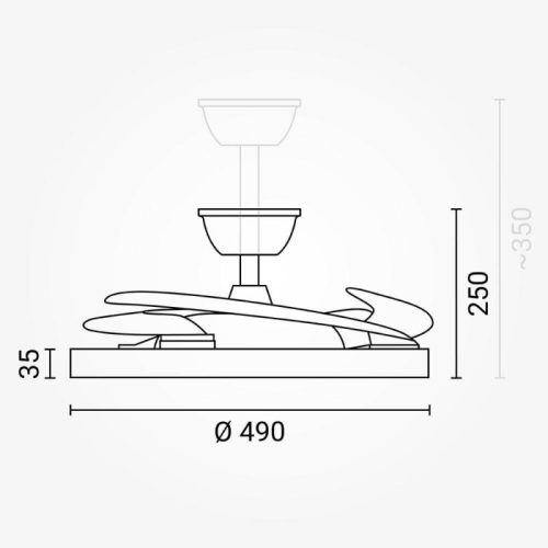 LED Slim Mennyezeti Ventilátor Lámpa Távirányítóval 36W CCT Fekete