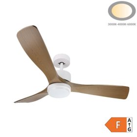   Fehér/Fa mennyezeti ventilátor lámpa II távirányítóval 18W CCT