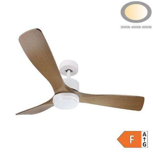 Fehér/Fa mennyezeti ventilátor lámpa II távirányítóval 18W CCT