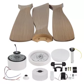   Fehér/Fa mennyezeti ventilátor lámpa II távirányítóval 18W CCT