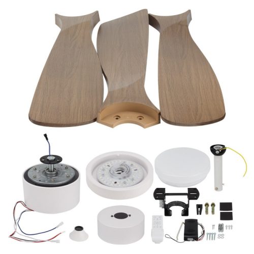 Fehér/Fa mennyezeti ventilátor lámpa II távirányítóval 18W CCT