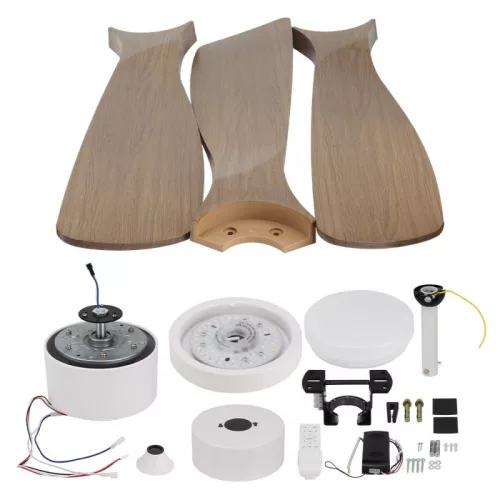 Fehér/Fa mennyezeti ventilátor lámpa II távirányítóval 18W CCT