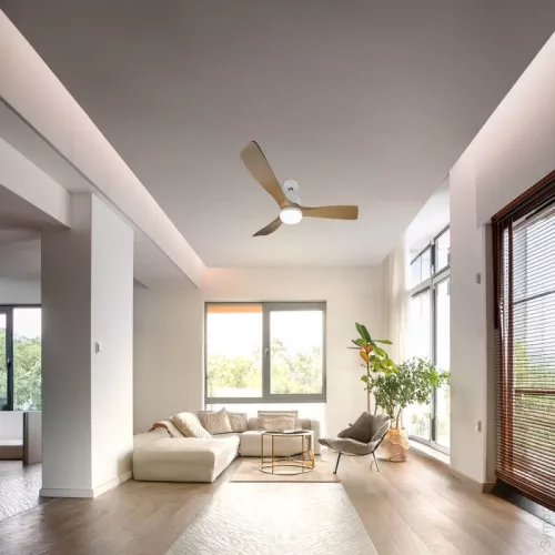 Fehér/Fa mennyezeti ventilátor lámpa II távirányítóval 18W CCT