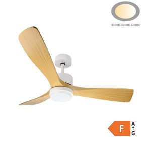 Fehér fa mennyezeti ventilátor lámpa – LED világítással és távirányítóval