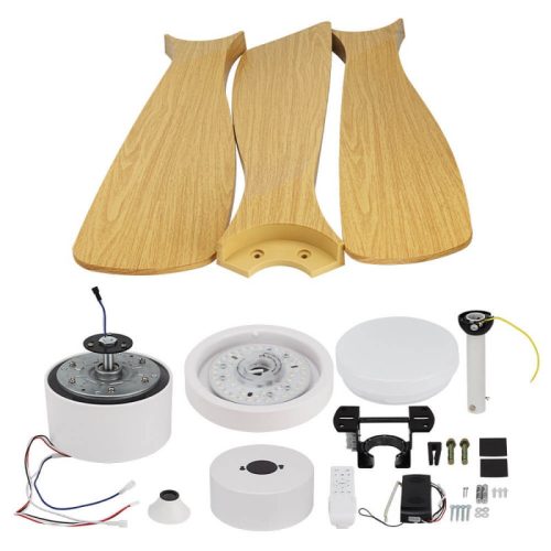 Fehér fa mennyezeti ventilátor lámpa – LED világítással és távirányítóval