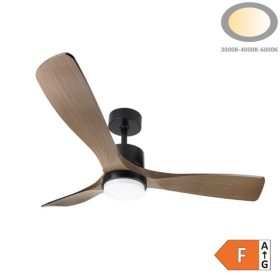   Fekete/Fa mennyezeti ventilátor lámpa távirányítóval 18W CCT