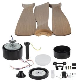   Fekete/Fa mennyezeti ventilátor lámpa távirányítóval 18W CCT