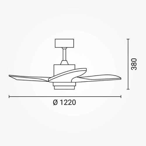 Fekete/Fa mennyezeti ventilátor lámpa távirányítóval 18W CCT