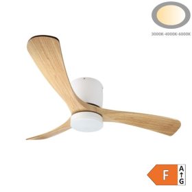   Fehér/Fa ventilátoros mennyezeti lámpa távirányítóval 18W CCT