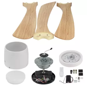   Fehér/Fa ventilátoros mennyezeti lámpa távirányítóval 18W CCT