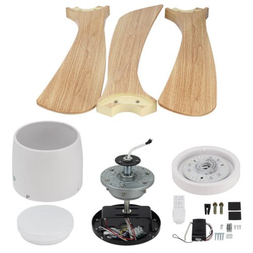 Fehér/Fa ventilátoros mennyezeti lámpa távirányítóval 18W CCT