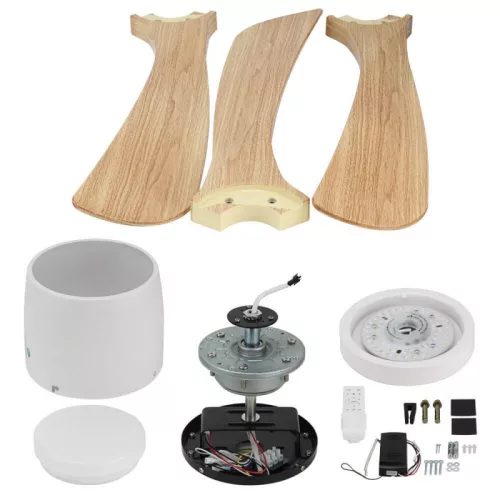 Fehér/Fa ventilátoros mennyezeti lámpa távirányítóval 18W CCT