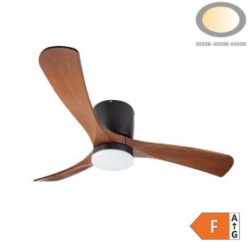 Fekete fa ventilátoros mennyezeti lámpa – LED világítással és távirányítóval