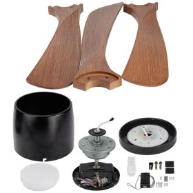 Fekete fa ventilátoros mennyezeti lámpa – LED világítással és távirányítóval