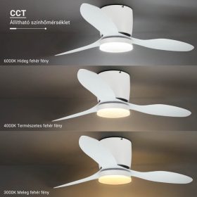 Fekete ventilátoros mennyezeti lámpa távirányítóval 18W CCT