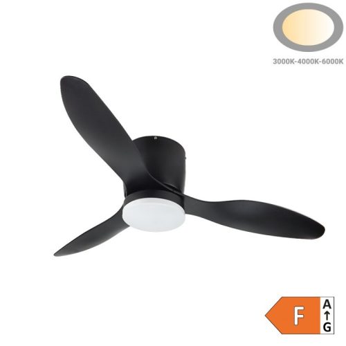 Fekete ventilátoros mennyezeti lámpa távirányítóval 18W CCT