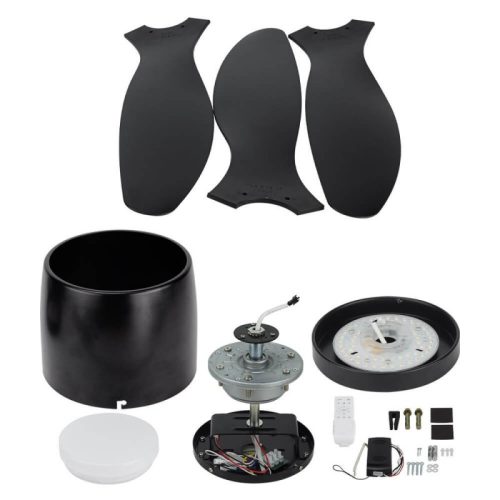 Fekete ventilátoros mennyezeti lámpa távirányítóval 18W CCT