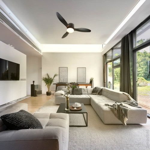 Fekete ventilátoros mennyezeti lámpa távirányítóval 18W CCT