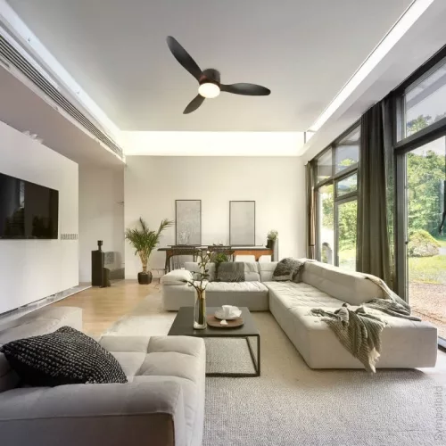 Fekete ventilátoros mennyezeti lámpa távirányítóval 18W CCT