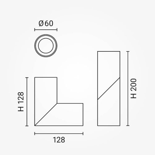 Derékszögben elforgatható GU10 Spotlámpa Henger, Fekete Alumínium