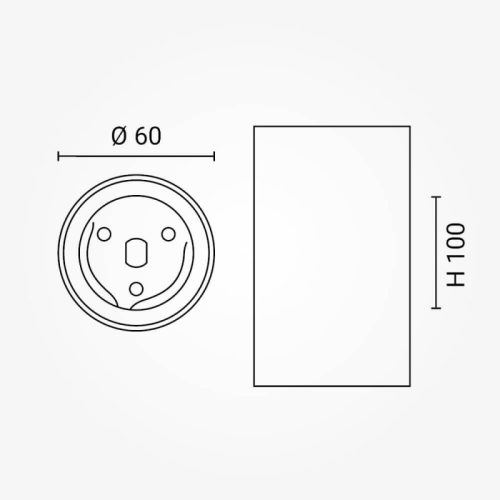 GU10 Spotlámpa Keret, Henger, Fekete, Alumínium