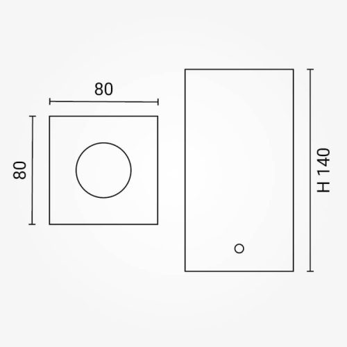 GU10 Spotlámpa Keret, Hasáb, Fehér/Fehér Belső Alumínium