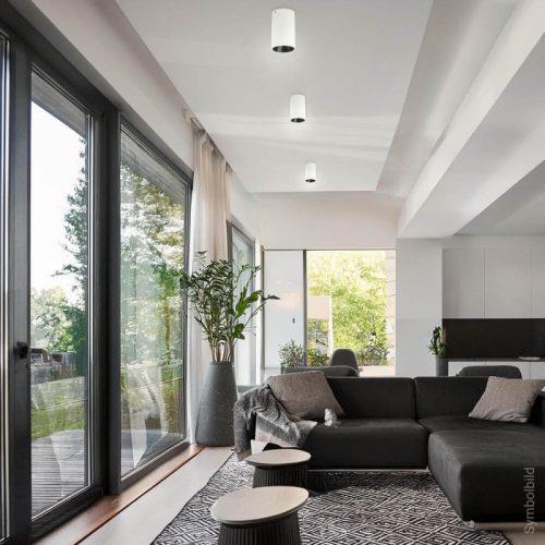 GU10 Spotlámpa Keret, Henger, Fehér/Fekete Belső Alumínium