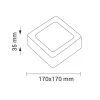 Falon kívüli LED panel 12W 960lm 4500K 170mm Négyzet
