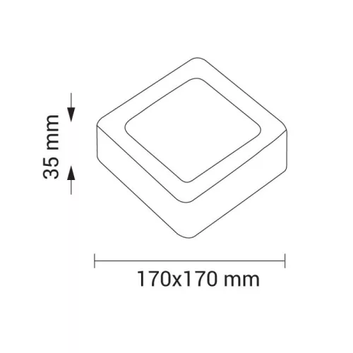 Falon kívüli LED panel 12W 960lm 2800K 170mm Négyzet
