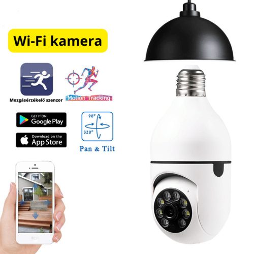 Betekerhető kamera E27-es foglalattal, Wi-Fi, HD, SMART