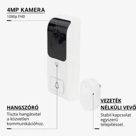 4MP felbontású okos WiFi videó kaputelefon vezeték nélküli akkumulátoros kivitelben