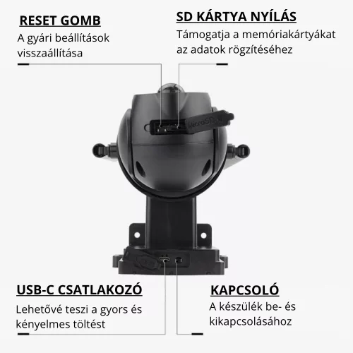 Vezeték nélküli napelemes WiFi fekete biztonsági kamera 2K felbontással
