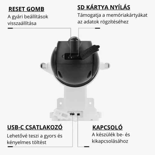 Vezeték nélküli napelemes WiFi fehér biztonsági kamera 2K felbontással