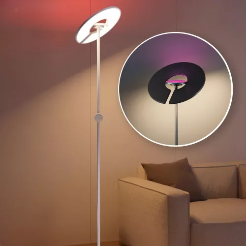 2 méter magas modern fehér RGB+CCT LED állólámpa mágneses távirányítóval