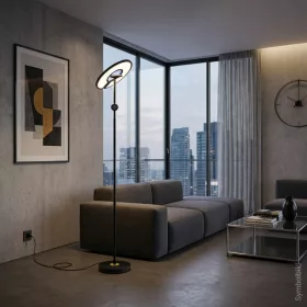 2 méter magas modern fekete RGB+CCT LED állólámpa mágneses távirányítóval