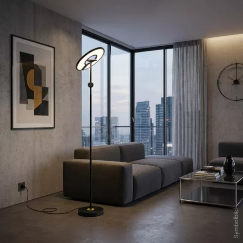 2 méter magas modern fekete RGB+CCT LED állólámpa mágneses távirányítóval