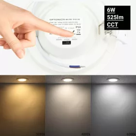 6W-os beépíthető kerek LED panel 450 lumen fényerővel és IP44-es vízállósággal